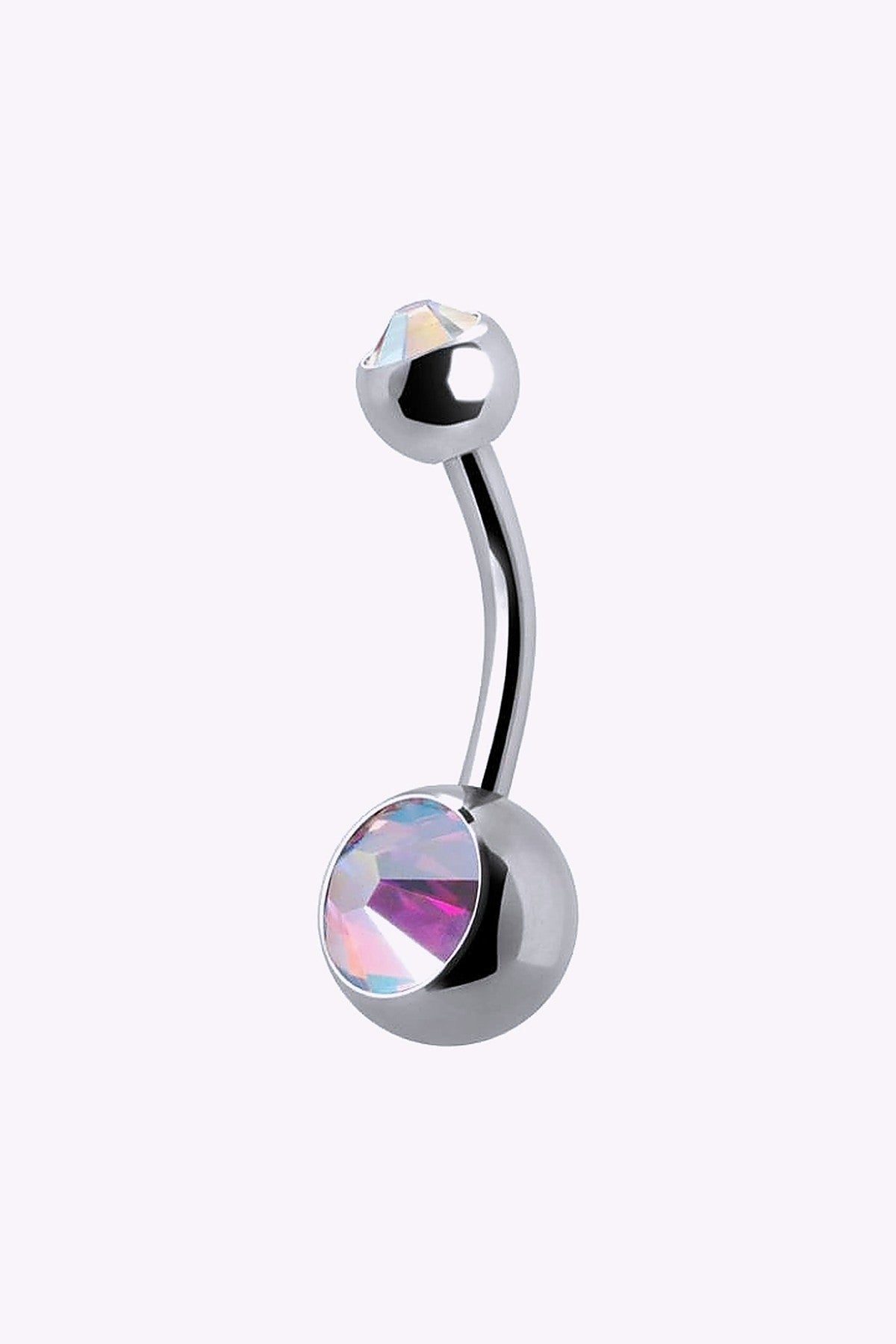 Baby Banana Barbell 4X6 Mm Dubbla Regnbagsskimrande Kristaller