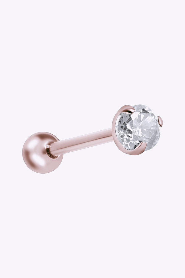 Barbell 1 2 Mm 6 Mm Roseguld Pvd 3 Mm Vit Kristall