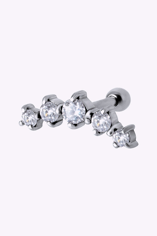 Barbell 5 St Vita Kristaller Med Diamantfattning