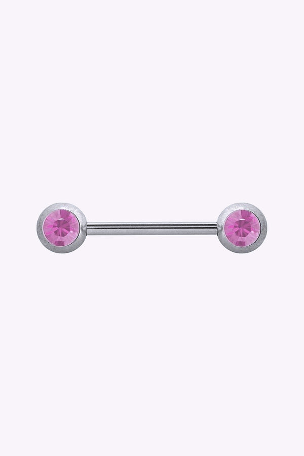 Barbell Nipplepiercing 4 Mm Ljusrosa Kristaller Stal