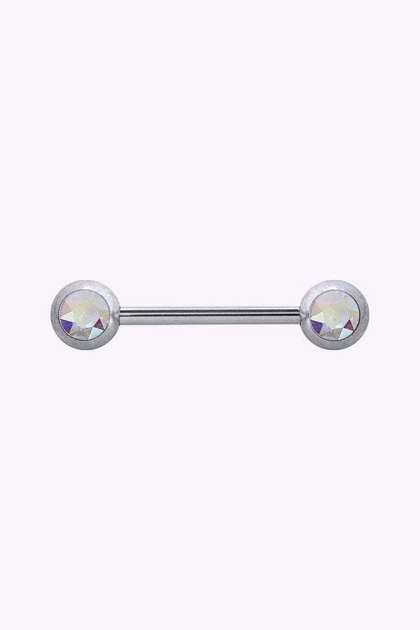 Barbell Nipplepiercing 4 Mm Regnbagsskimrande Kristaller Stal