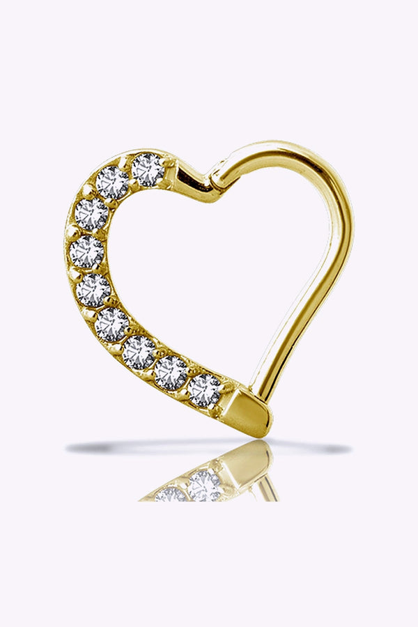 Clicker Hoger Hjartform 24K Guld Pvd Vita Kristaller
