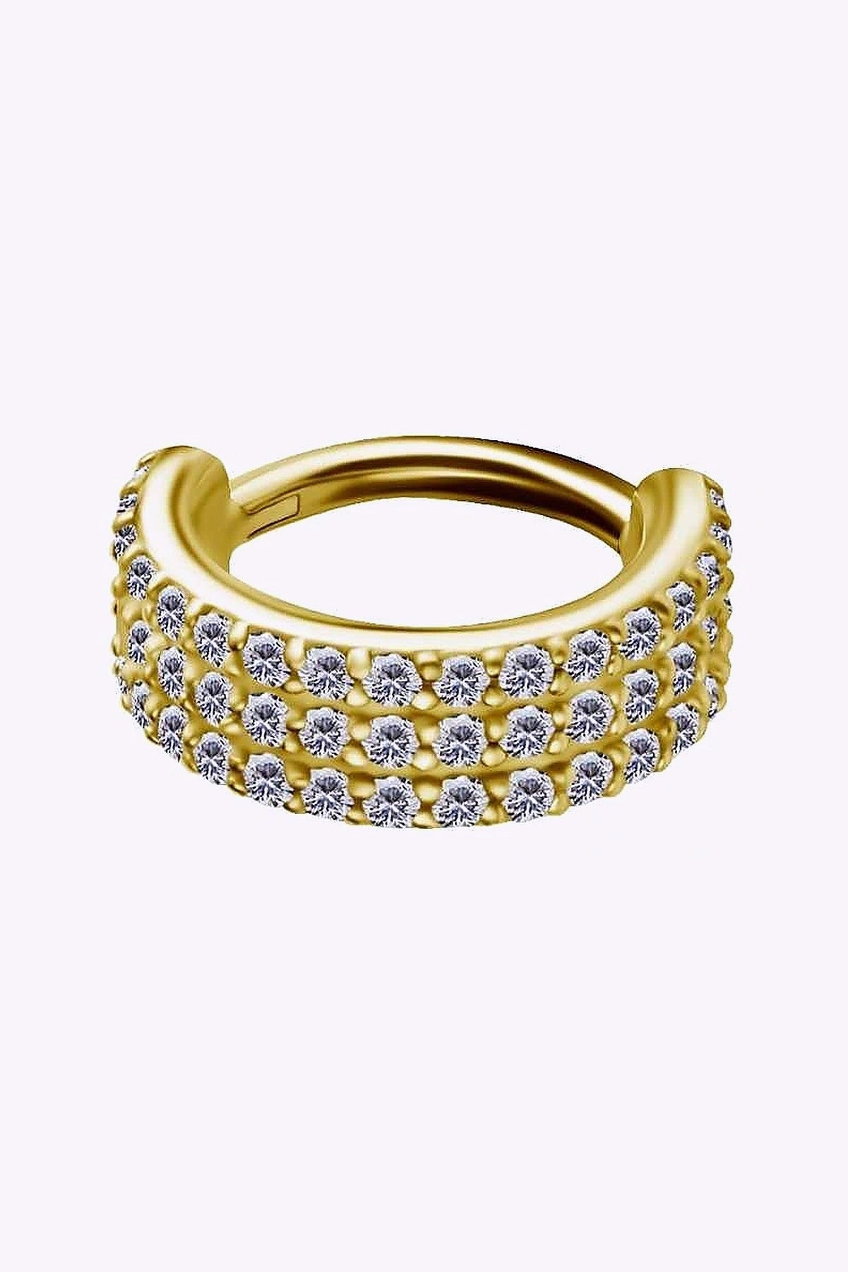 Clicker Ring Tre Radig Vita Kristaller 24K Guld