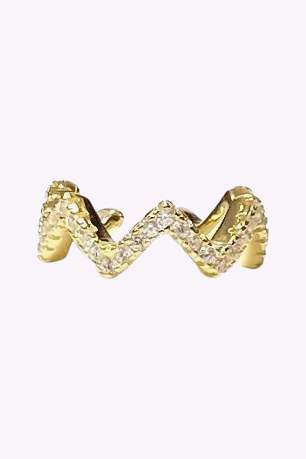 Ear Cuff I Forgyllt Akta Silver Zig Zag Med Kristaller
