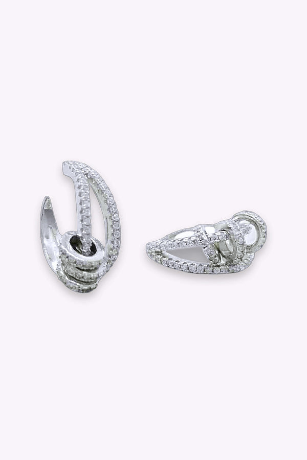 Earcuff Dubbelradig 3 Ringar Akta Silver Med Kristaller