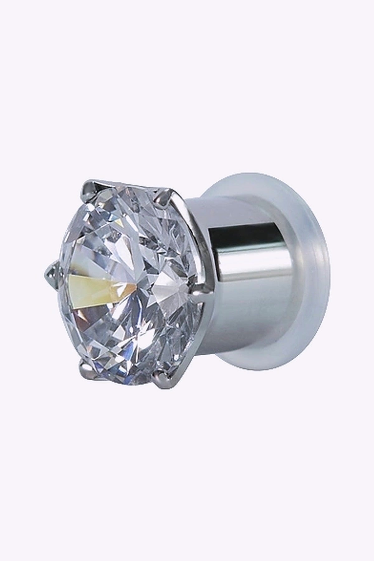 Fleshtunnel Mellan 8 10 Mm Stal Vit Kristall