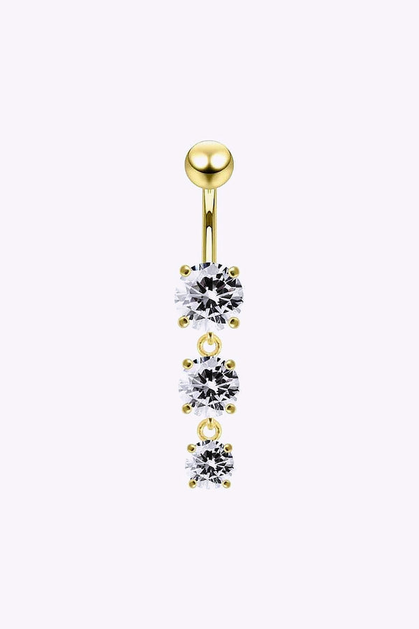 Guldfargad Navelpiercing 3 Gnistrande Kristaller