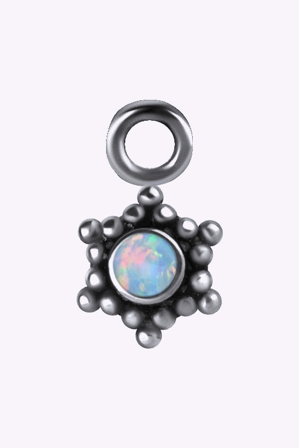 Hangsmycke Till Clicker Blomma Med Opal Kirurgiskt Stal 316L