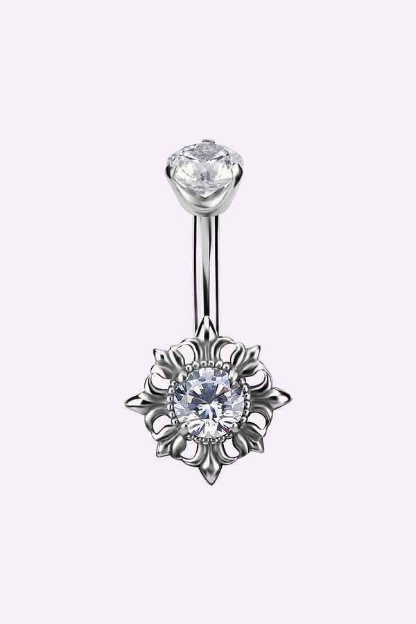 Navelpiercing Blomma Med Kristall Stal