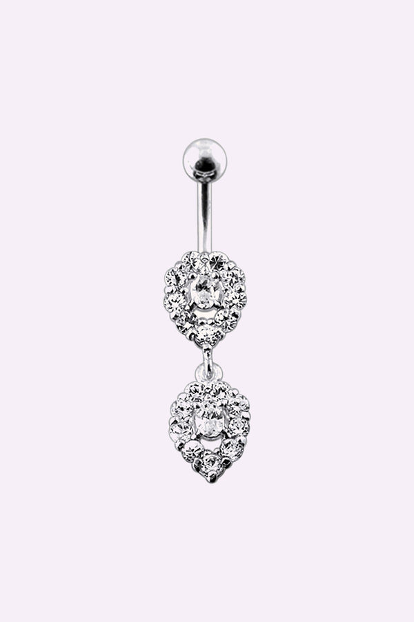 Navelpiercing Med Droppformade Kristallhangen
