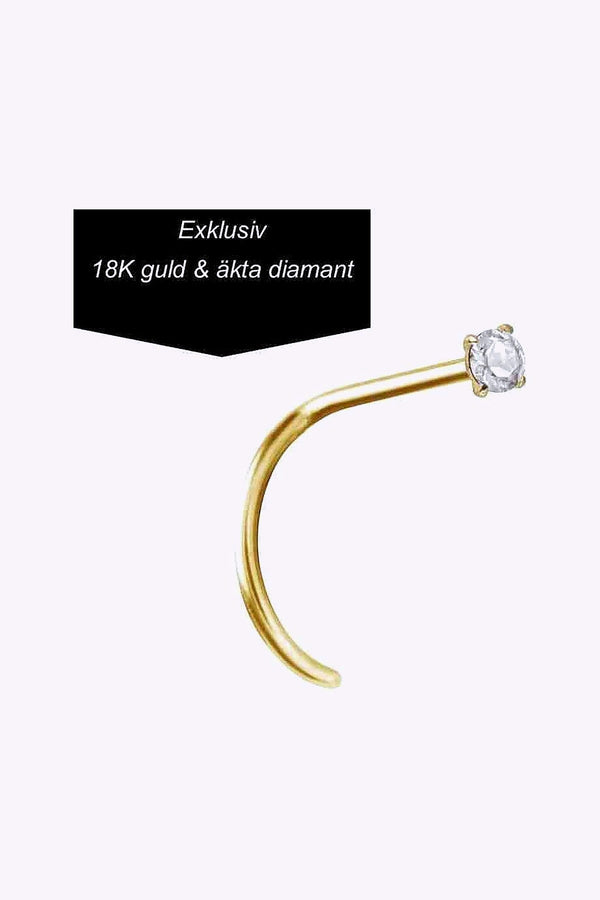 Naspiercing 0 8 Mm 18K Akta Guld Och Akta Diamant