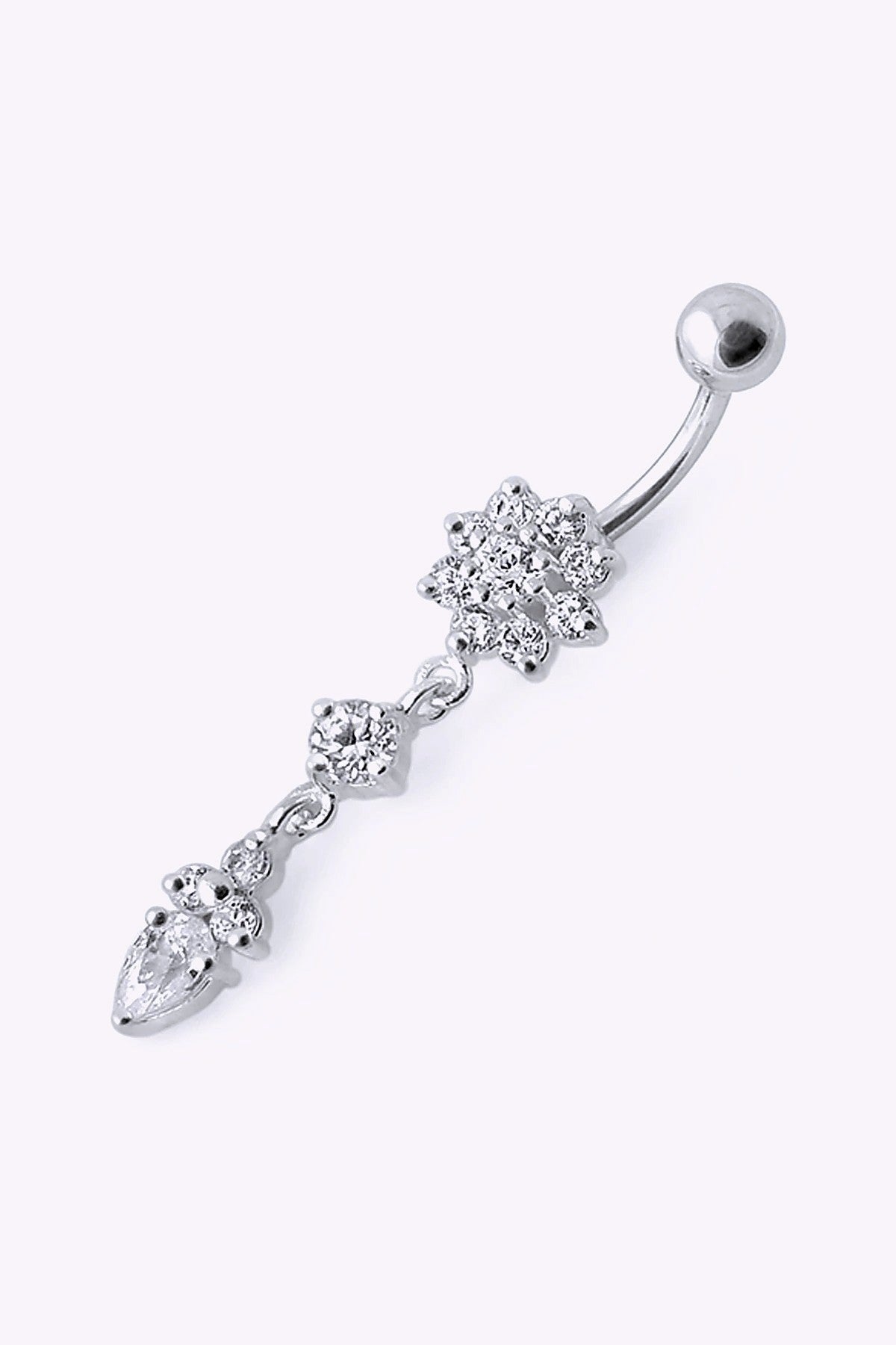 Navelpiercing 1 6 Mm Blomma Hangande Kristaller