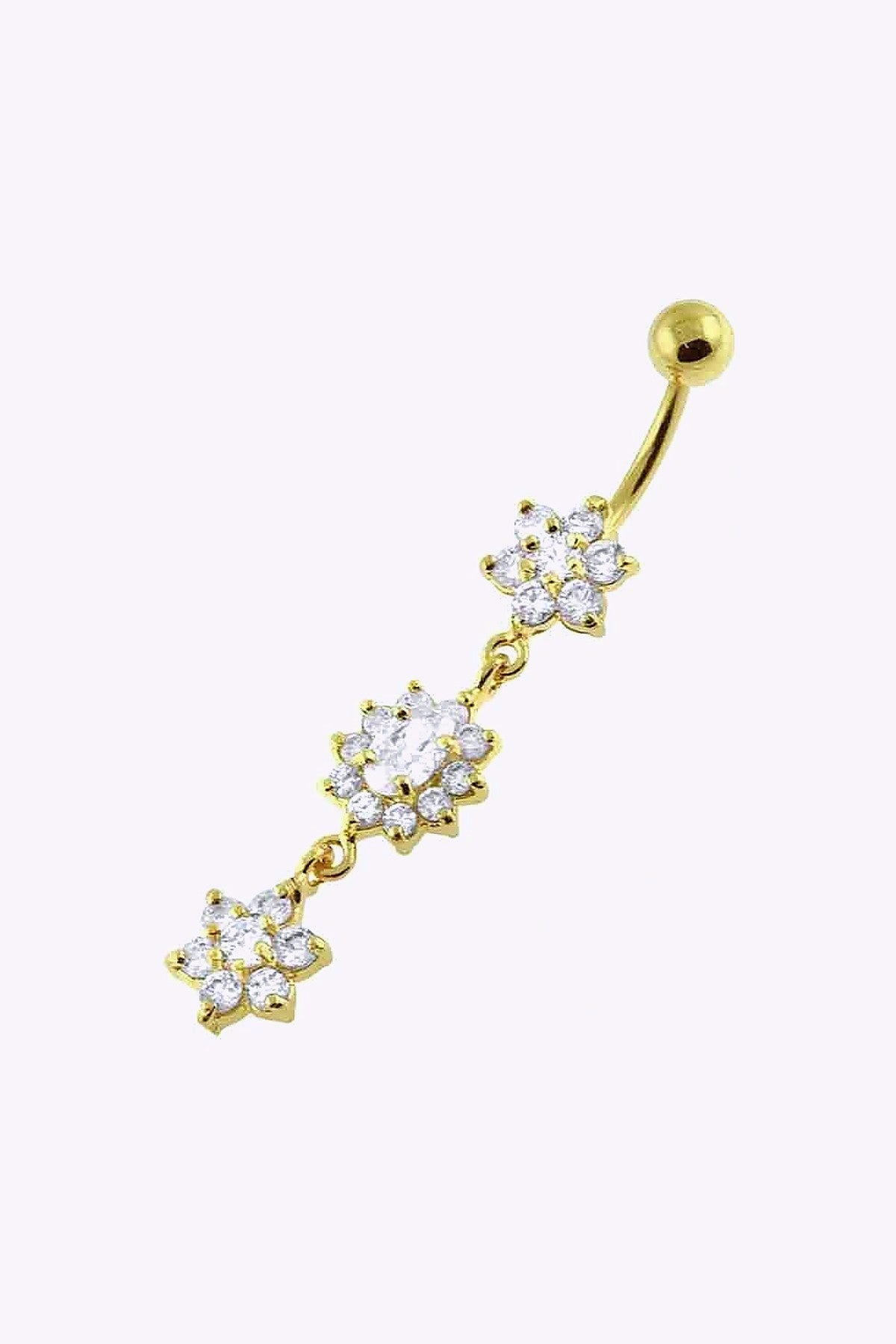 Navelpiercing 3 Hangande Blommor Guld