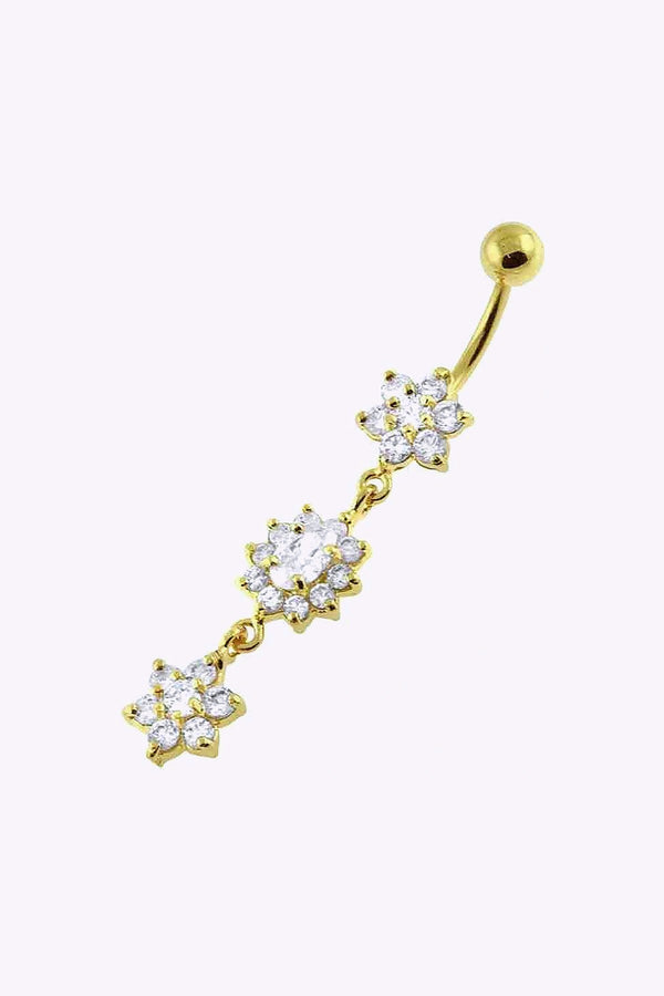 Navelpiercing 3 Hangande Blommor Guld