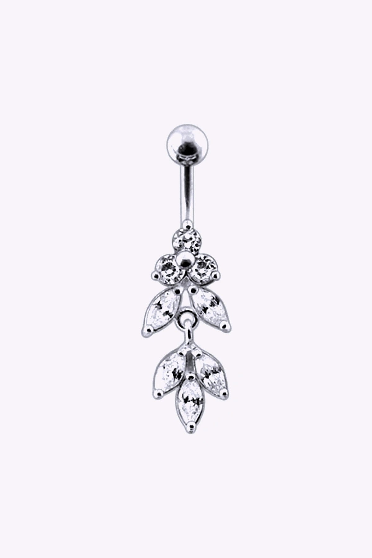 Navelpiercing Blomblad Med Kristaller