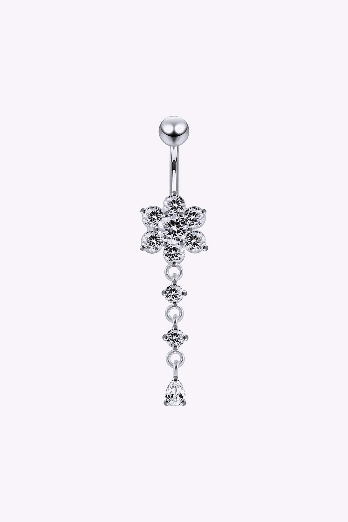Navelpiercing Blomma Med Glittriga Kristaller