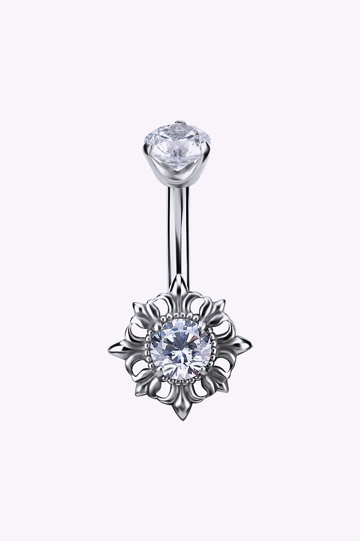 Navelpiercing Blomma Med Kristall Stal