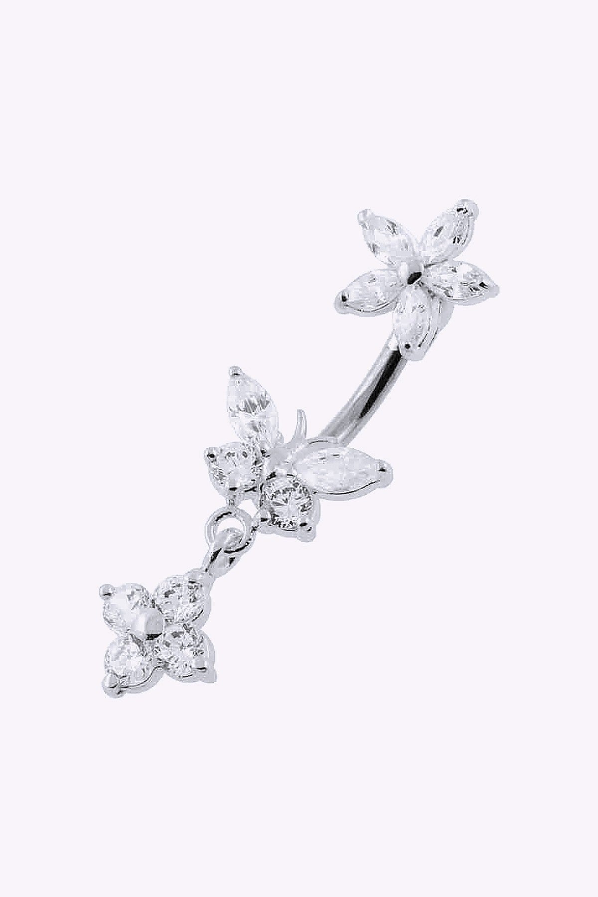 Navelpiercing Blommor Hangande Dubbla Kristallhangen