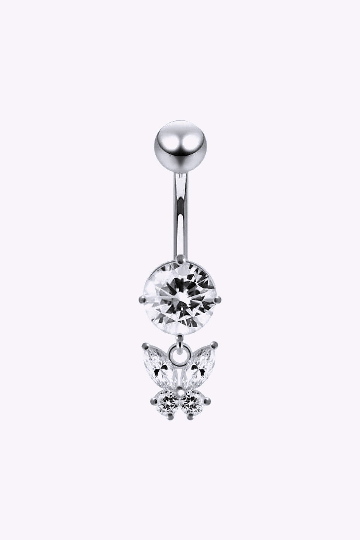 Navelpiercing Fjaril Och Glittrig Kristall