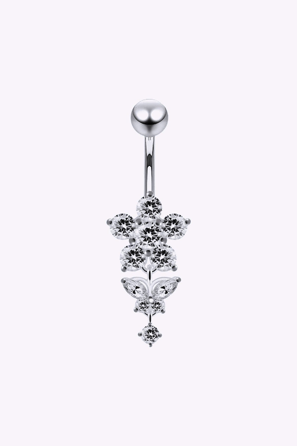 Navelpiercing Glittrig Blomma Med Hange