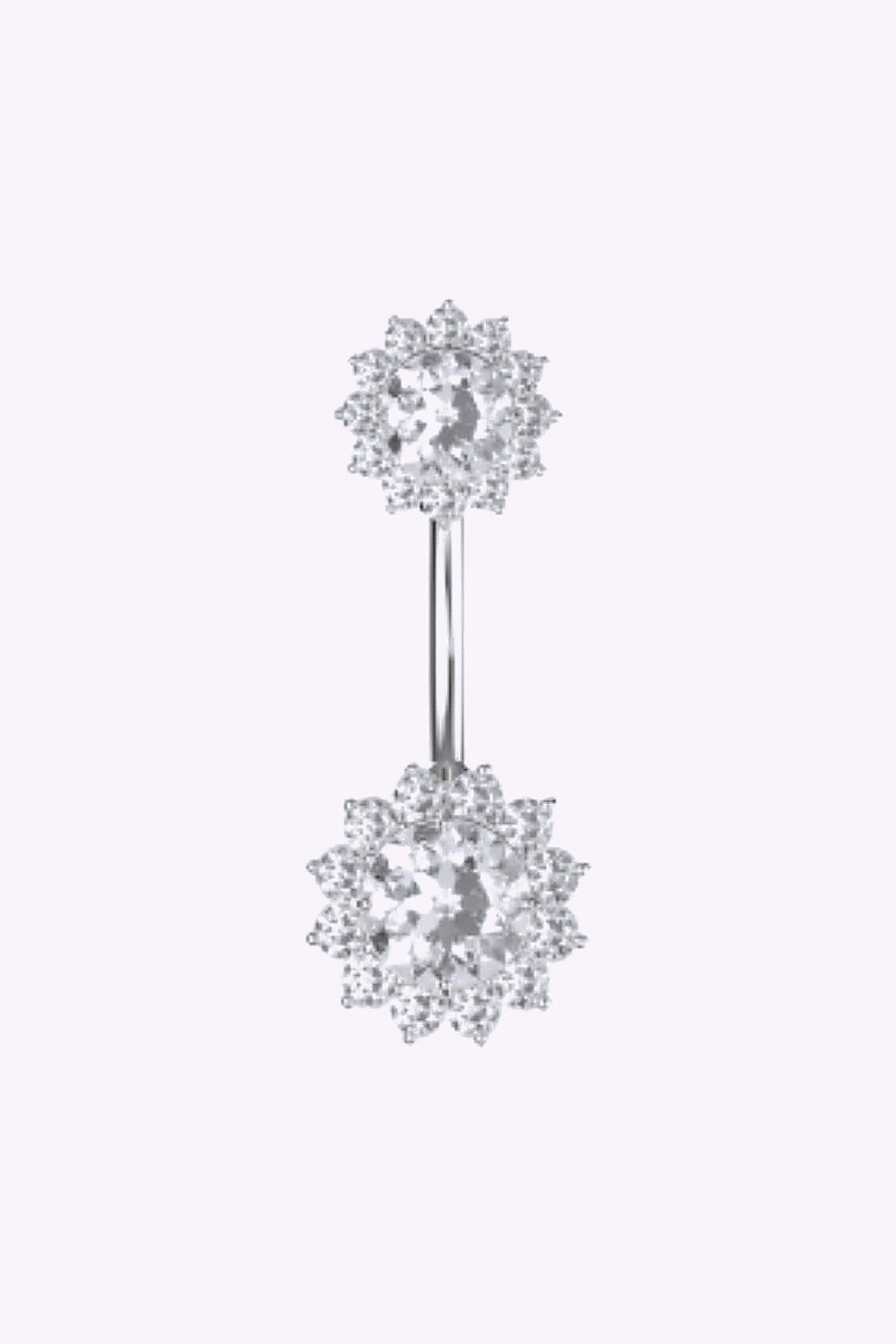 Navelpiercing Glittrig Blomma Uppe Och Nere