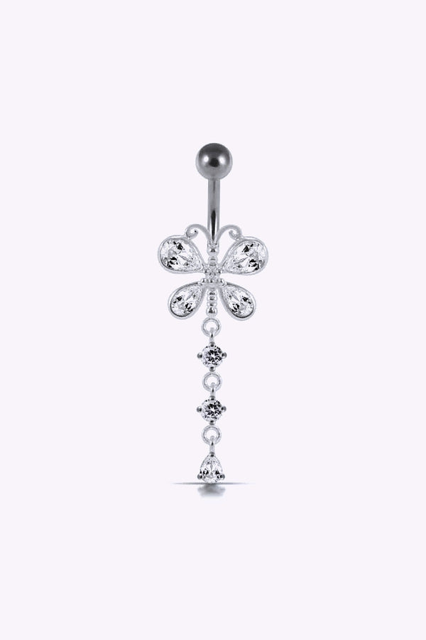 Navelpiercing Glittrig Fjaril Med Kristaller