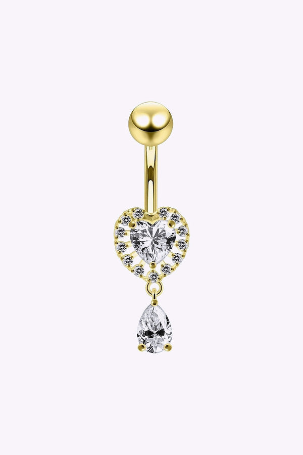 Navelpiercing Hjarta Med Hange Stal 18K Guld Pvd
