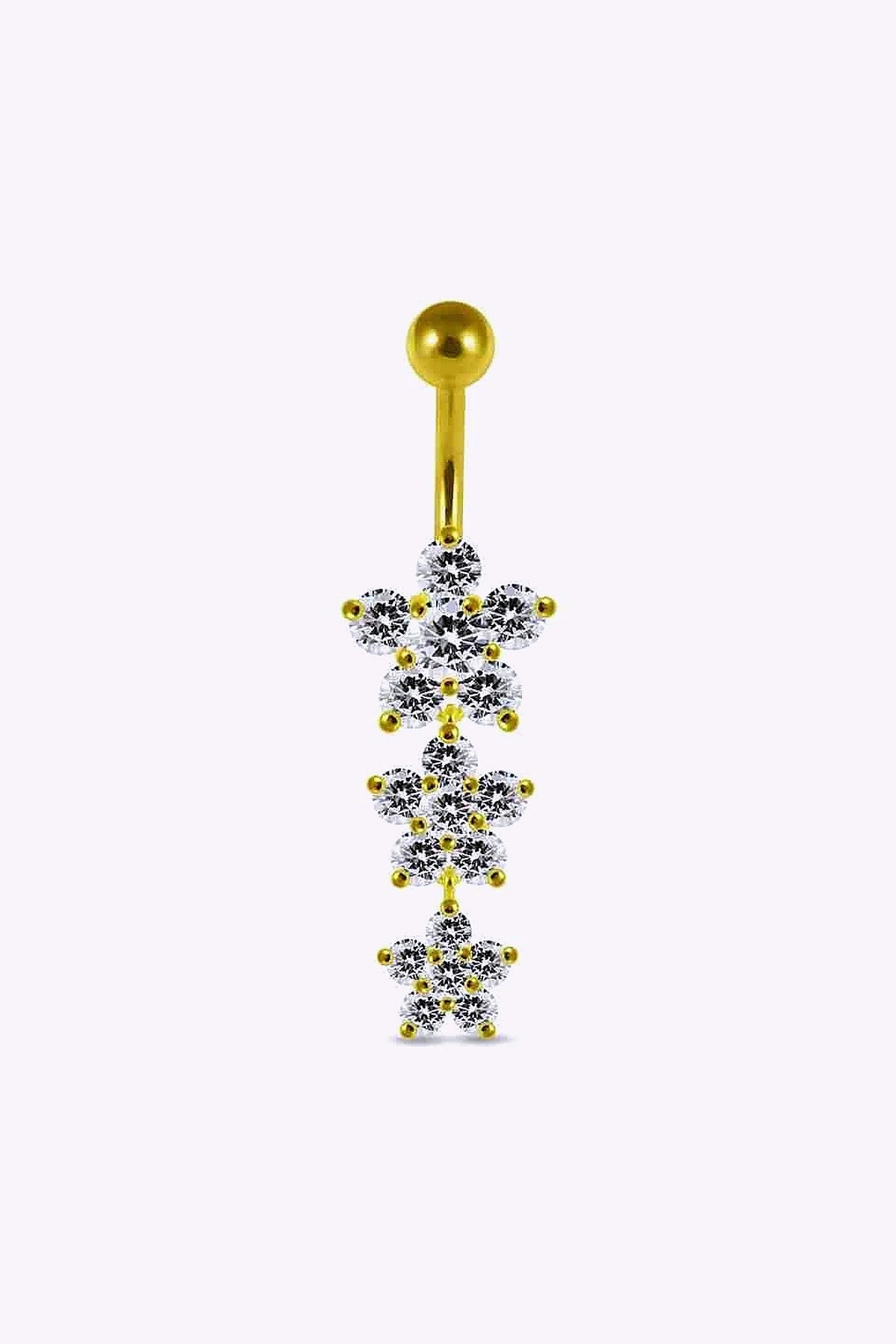 Navelpiercing Med Hangande Tre Blommor 18K Guld