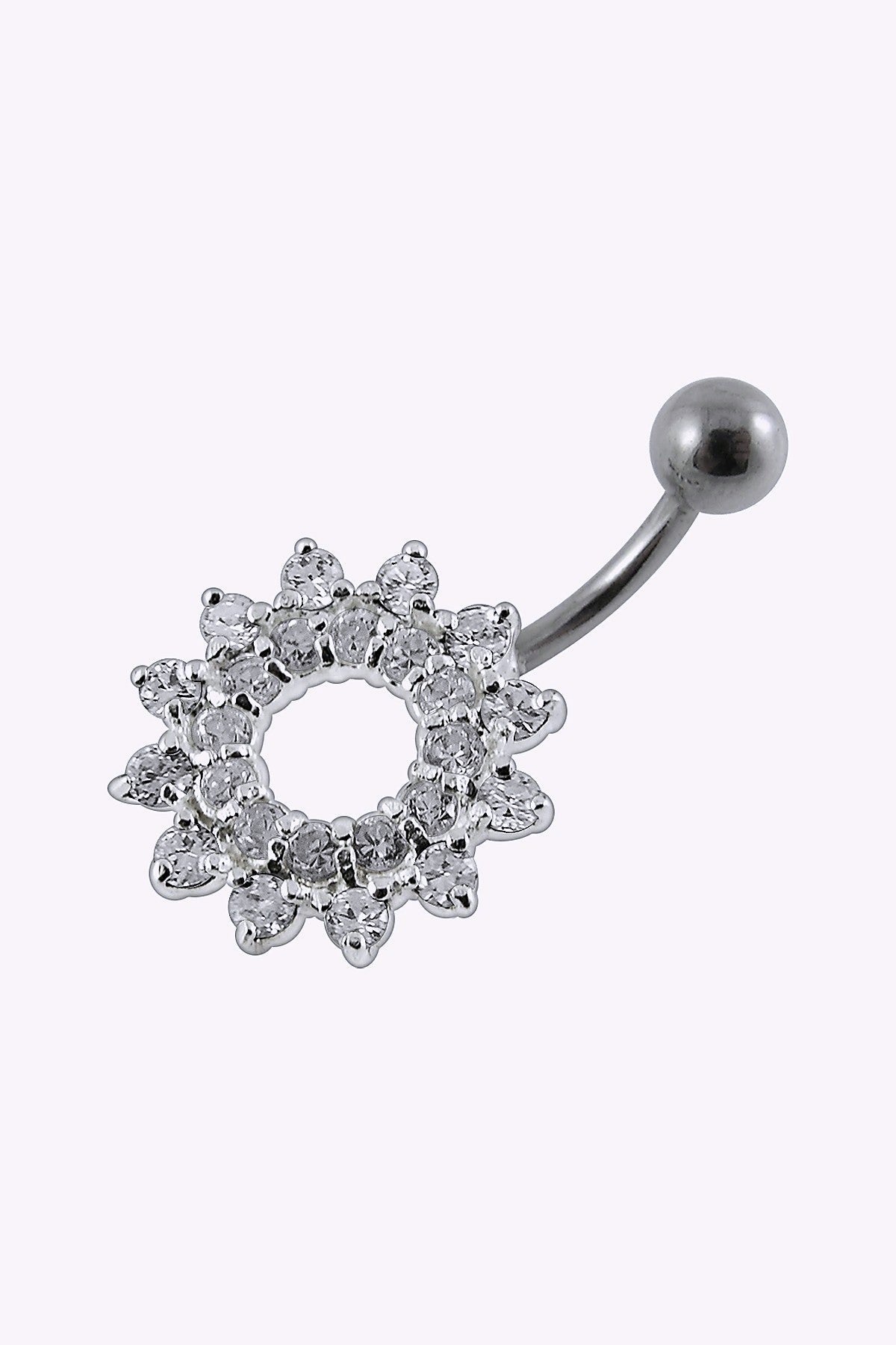 Navelpiercing Solblomma Med Kristaller