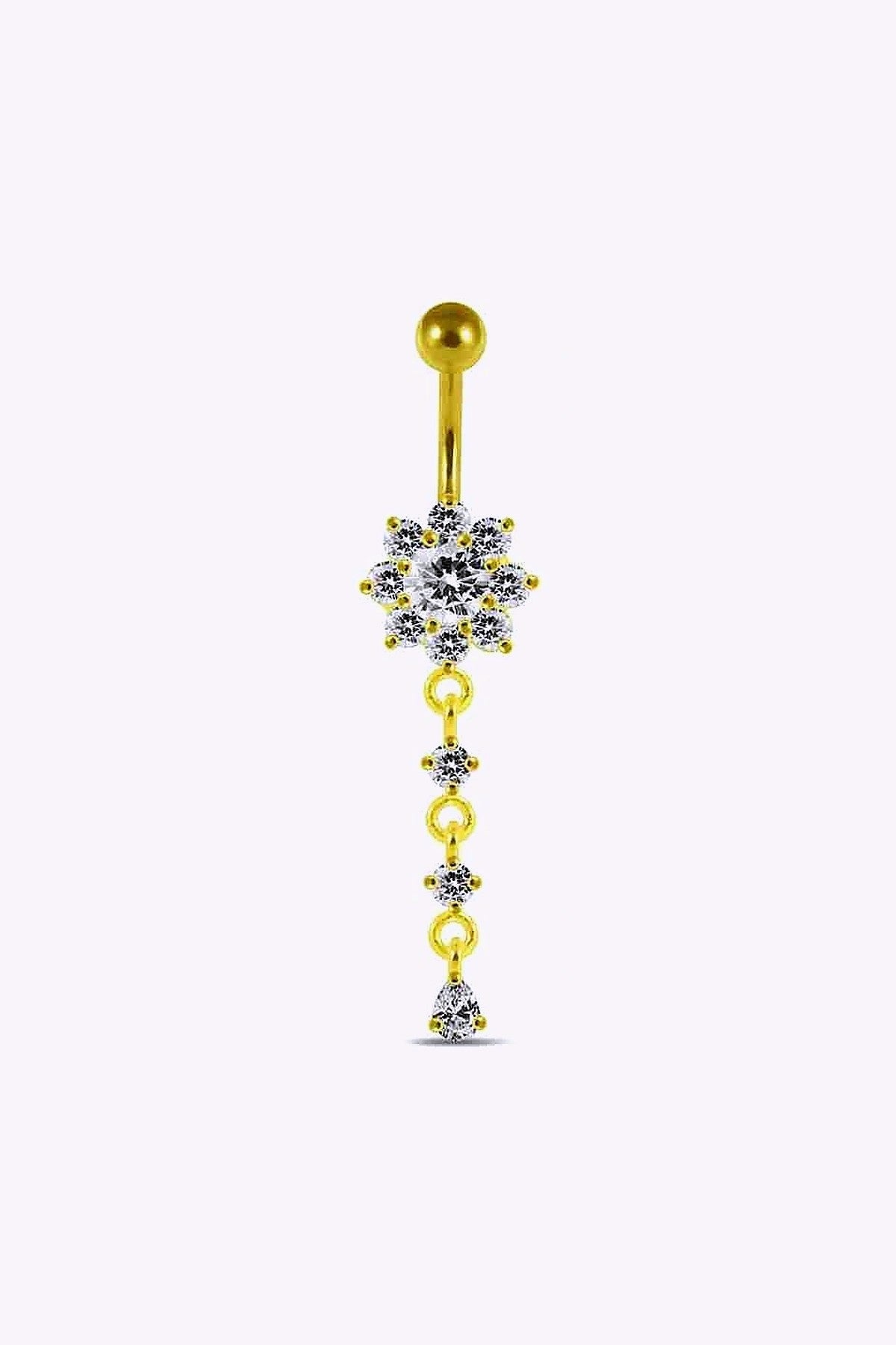 Navelpiercing Vackert Hange Med Kristaller 18K Guld