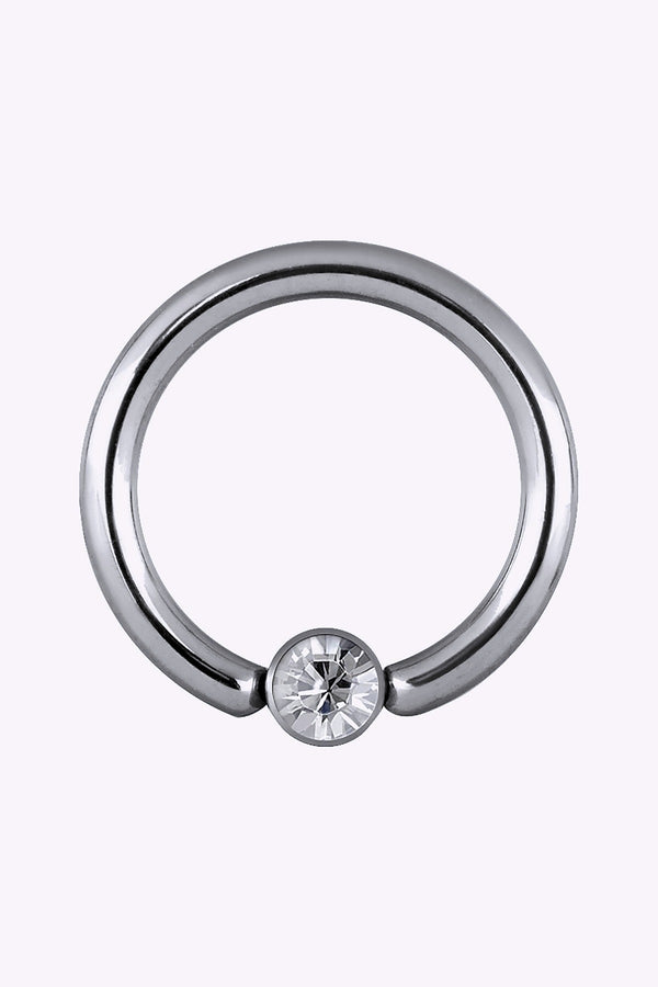 Piercingring Med Glittrig Vit Kristall 1 2 Mm Titan