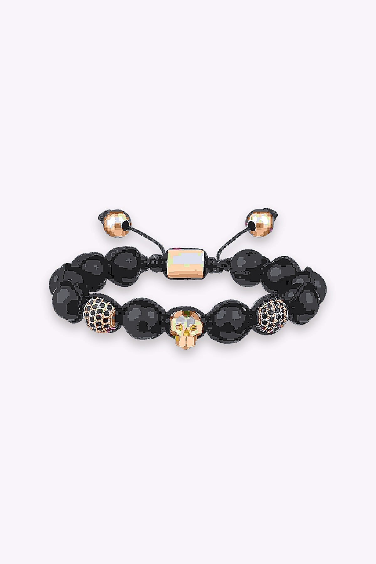 Rock By Sweden Armband Unisex Med Onyx Och Doskalle