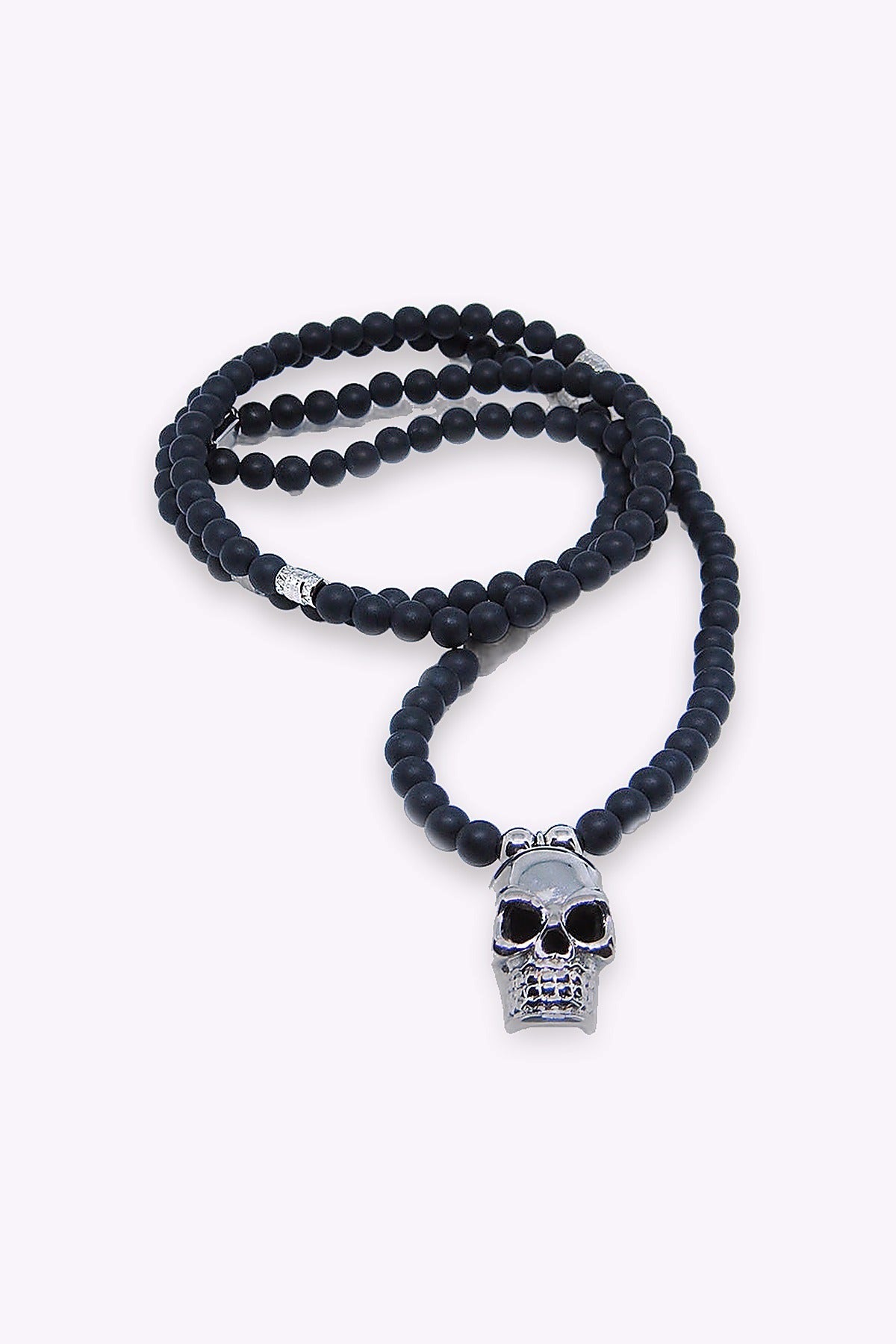 Rock By Sweden Langt Halsband Onyx Och Doskalle Patience
