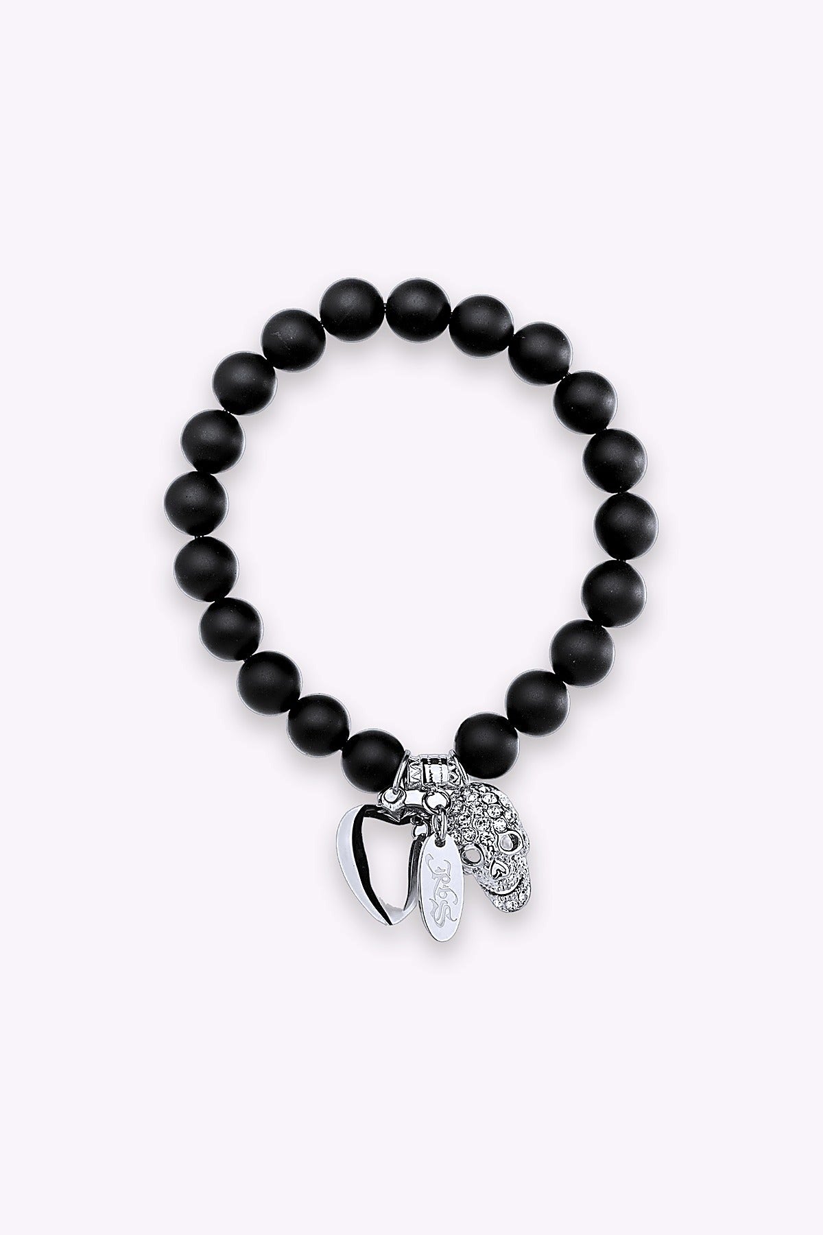 Rock By Sweden Parlarmband Med Onyx Och Stalberlocker