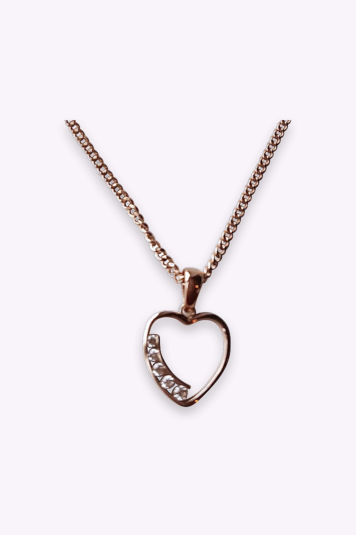 Stalhalsband Kristallhjarta Roseguld 2
