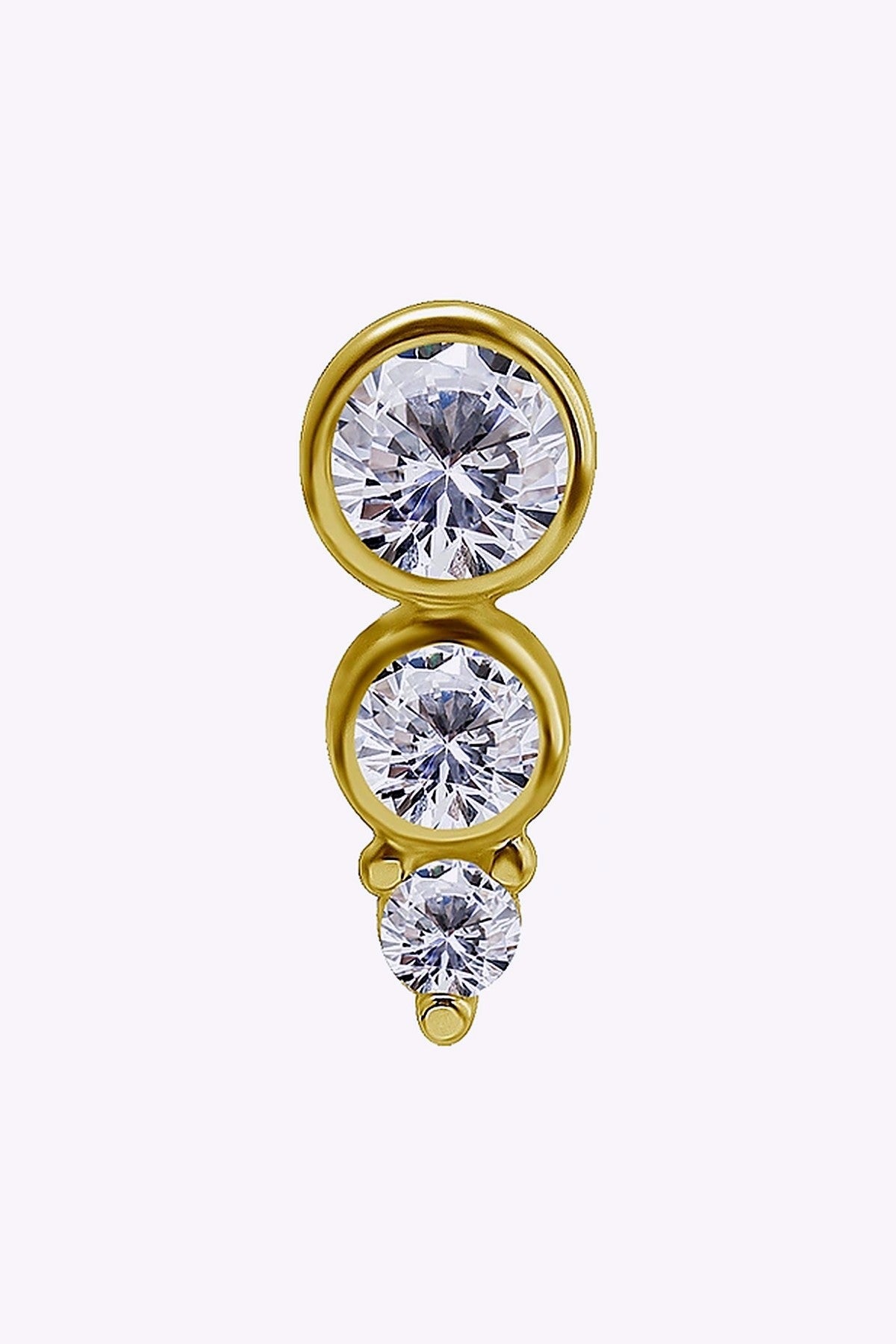 Topp Till Piercingstav 18K Akta Guld 3 Kristaller