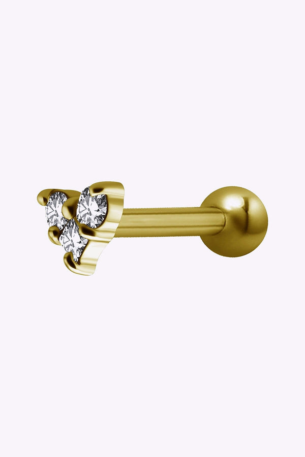 Barbell 3 Kristaller 18K Guld Pvd