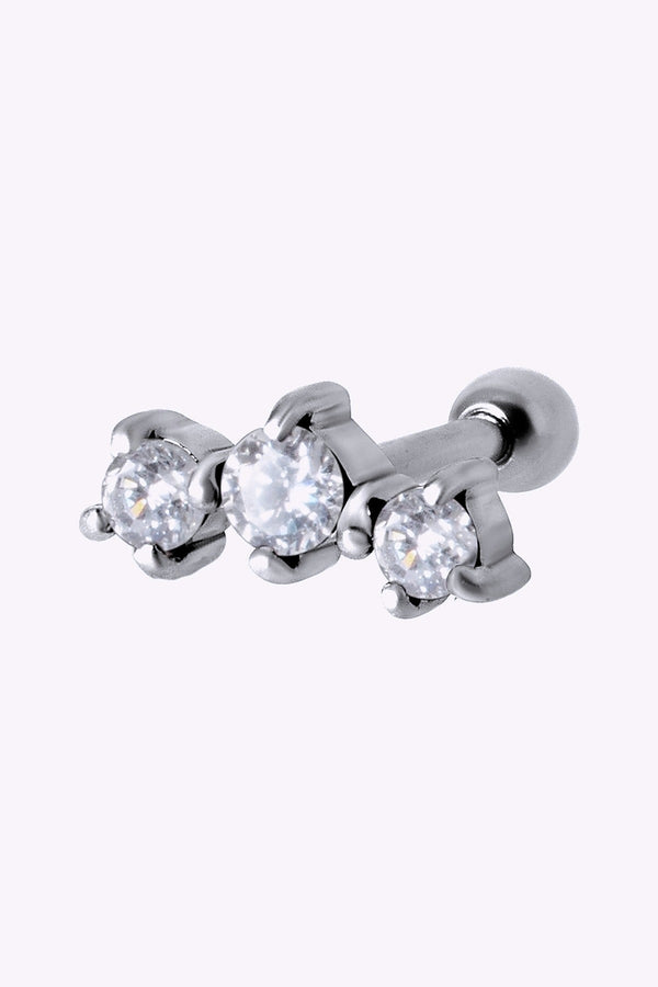 Barbell 3 St Vita Kristaller Med Diamantfattning