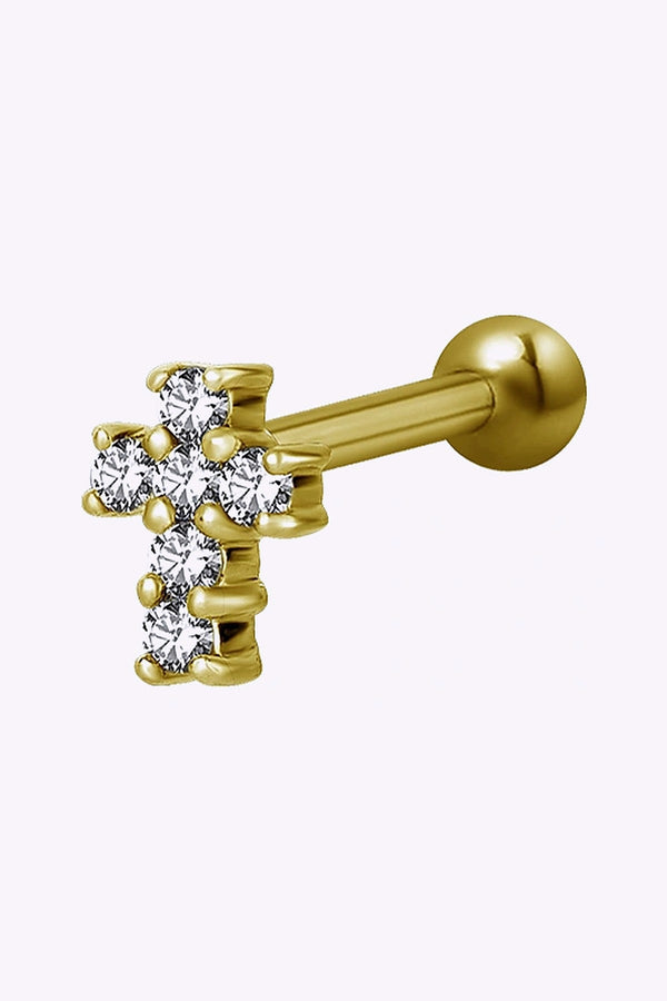 Barbell Kors 1 2 Mm 24K Guld Pvd Kristaller