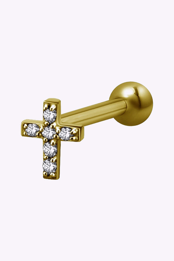 Barbell Kors Litet 1 2 Mm 24K Guld Pvd Kristaller