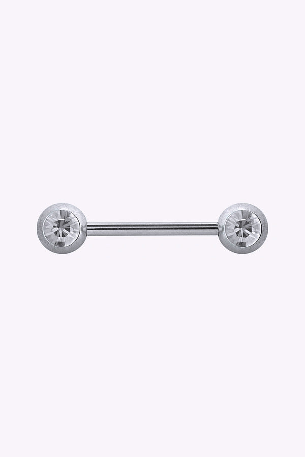 Barbell Nipplepiercing 4 Mm Vita Kristaller Stal