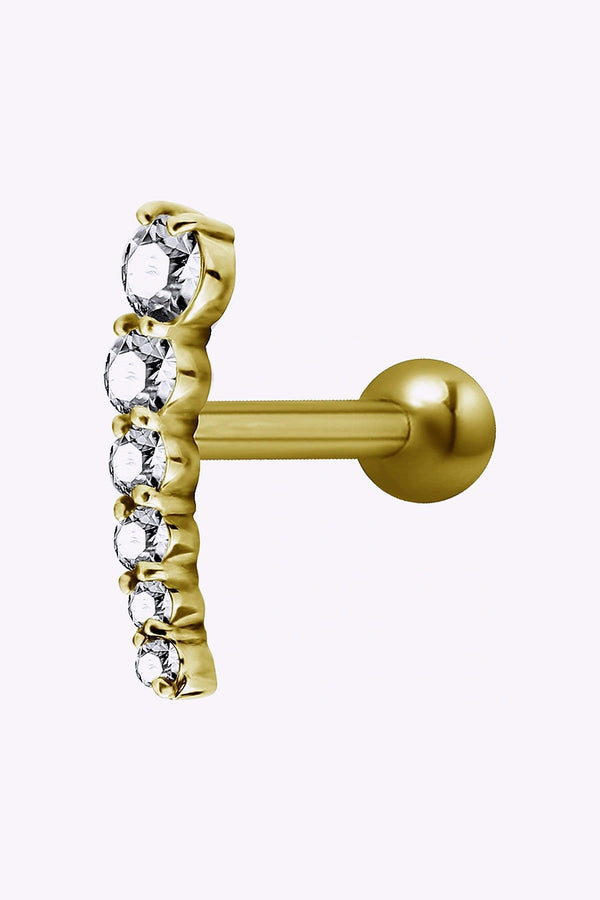 Barbell Till Piercing I Orat 6 St Vita Kristaller 24K Guld Pvd 2