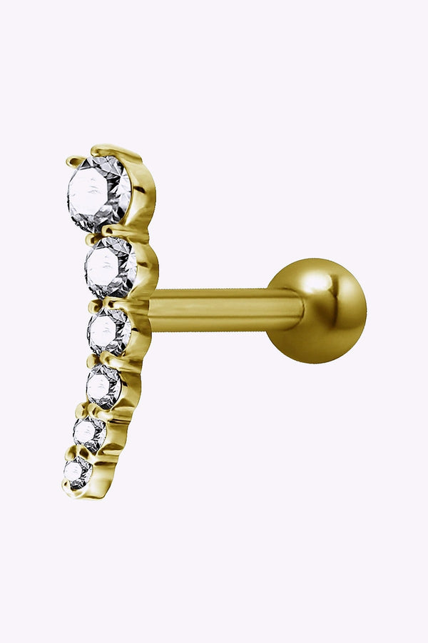 Barbell Till Piercing I Orat 6 St Vita Kristaller 24K Guld Pvd