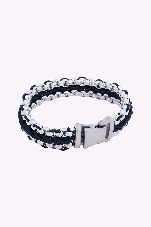 By Billgren Armband I Stal Och Flatat Rep