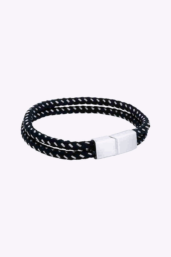 By Billgren Armband Med Svart Rep Och Las I Stal