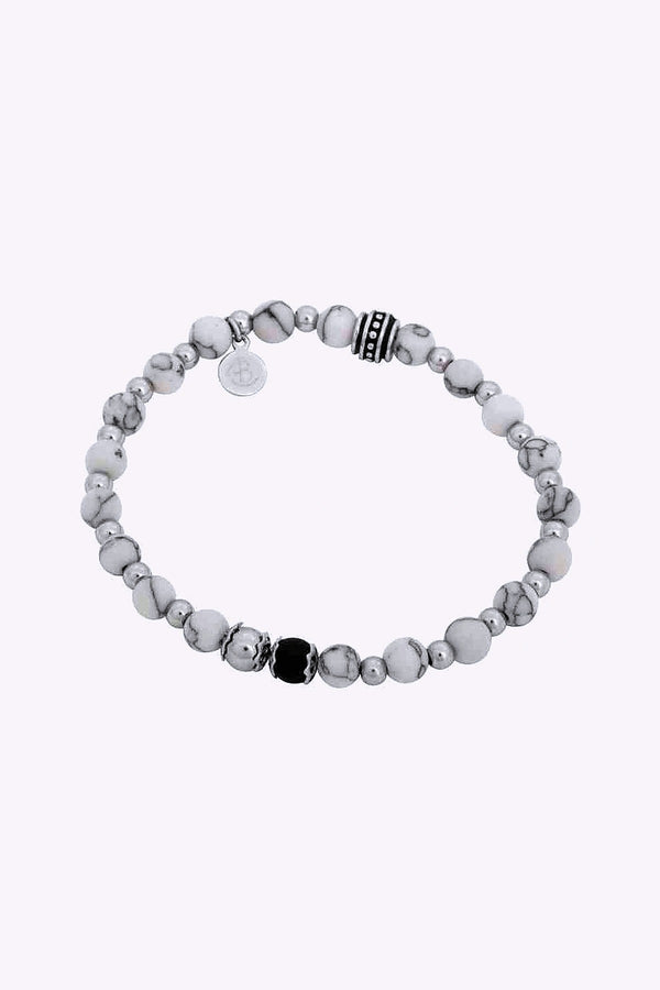 By Billgren Elastisk Armband Vit Svart Och Stal