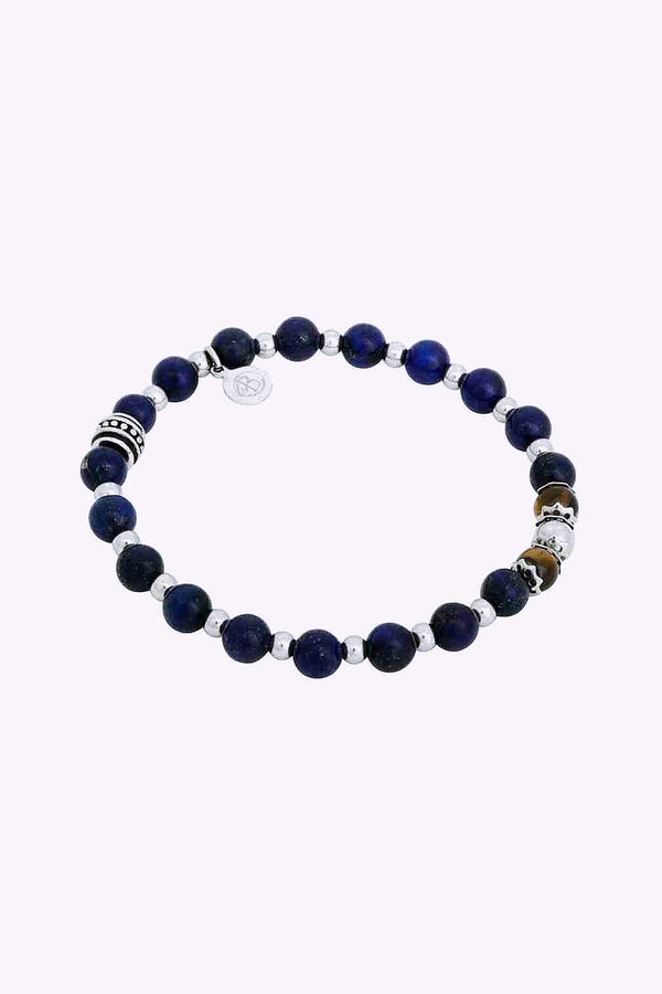 By Billgren Elastiskt Armband Bla Brun Och Stal