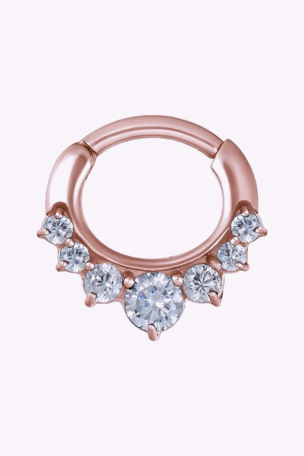 Clicker Curved Large Roseguld Med Vita Kristall