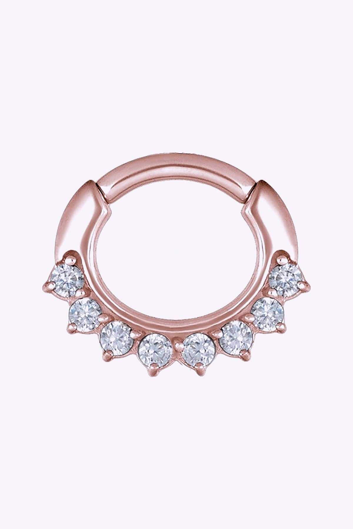 Clicker Curved Small 1 2 Mm Roseguld Med Vit Kristall