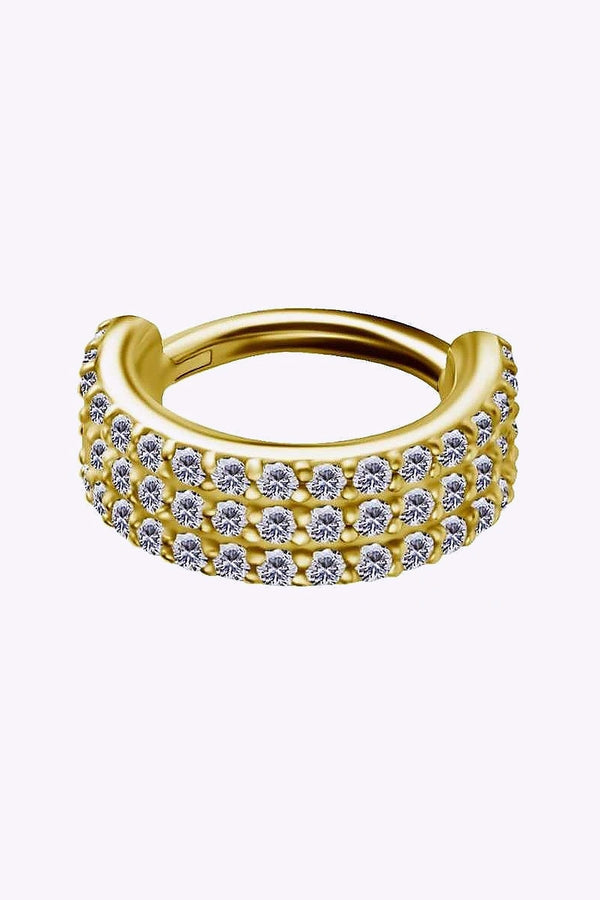 Clicker Ring Tre Radig Vita Kristaller 24K Guld